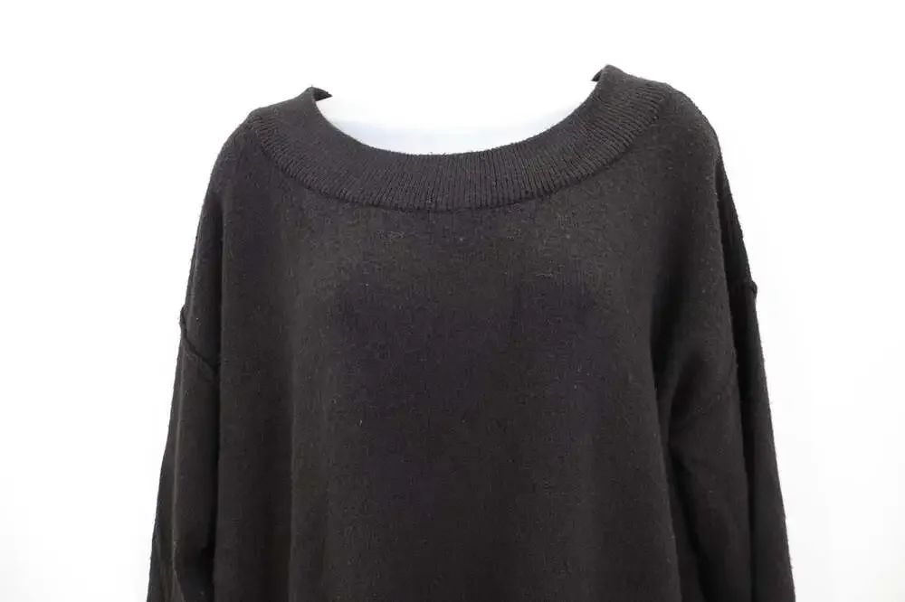 Democracy Womens Size Large Black Sweater Oversized Button Side Slit Hem